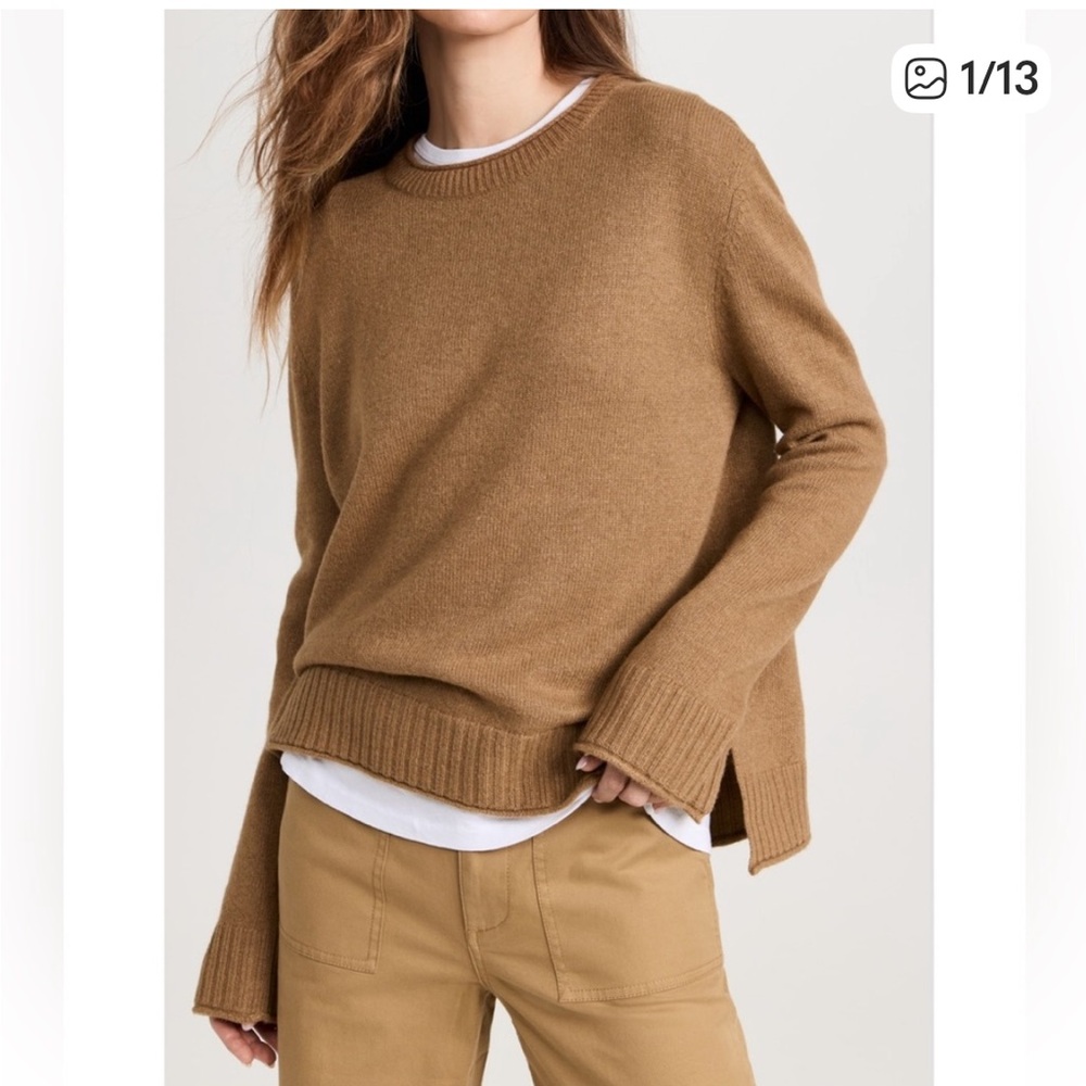 Jenni Kayne Everyday Sweater Dark Camel Wool Cashmere Blend. Size XS.